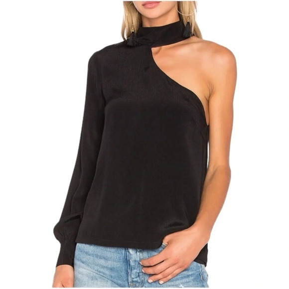 ELLIATT x REVOLVE Black Cubism One Shoulder Mock Neck Top Asymmetrical Blouse S - Picture 10 of 10